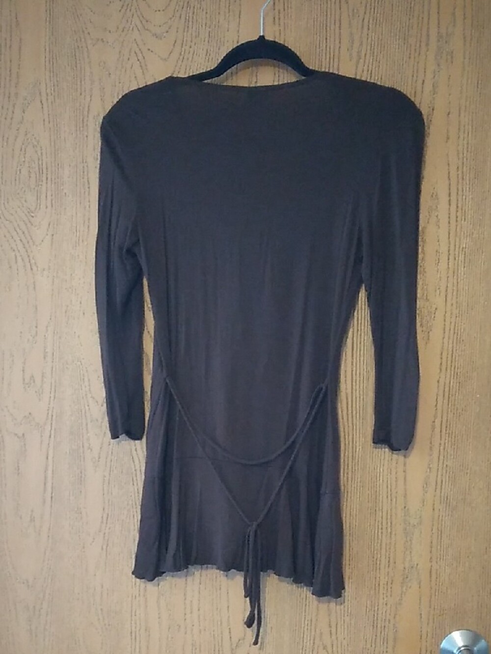 Wrapper Y2K Brown Ruffle-Trim Open Cardigan with White Lace Inset - Picture 2 of 8